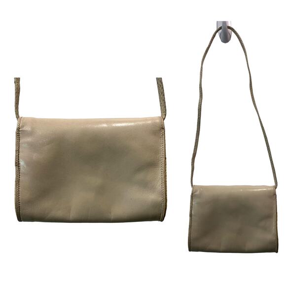 80s Varon Cream Leather & Snakeskin Mini Shoulder Bag Clutch | 7.25" x 5.5" - Picture 8 of 9